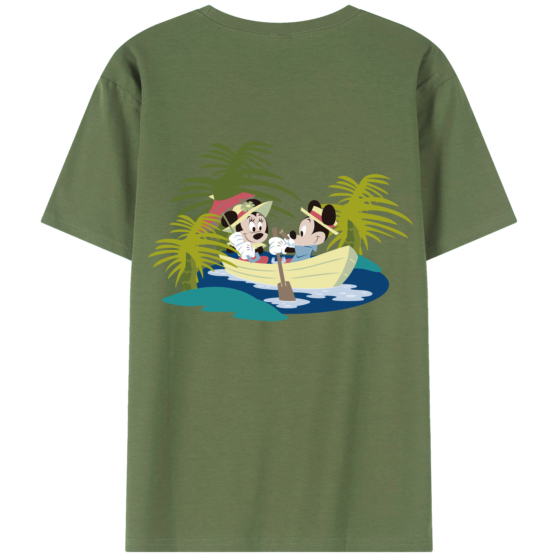 ミッキーマウス Mickey Mouse 綿100％ メンズ半袖Tシャツ（バックプリント） 通気性
